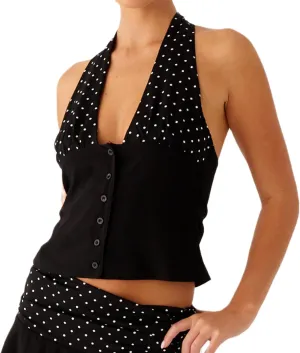 Women's Y2K Halter Crop Top Sexy Deep V Neck Tie Back Button Underbust Corset Tank Top Summer Going Out Vest Shirts