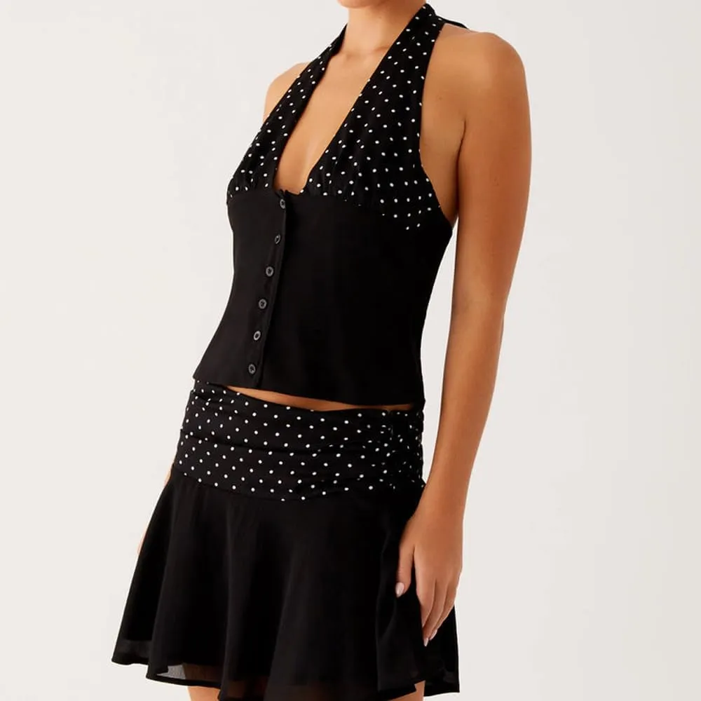 Women's Y2K Halter Crop Top Sexy Deep V Neck Tie Back Button Underbust Corset Tank Top Summer Going Out Vest Shirts