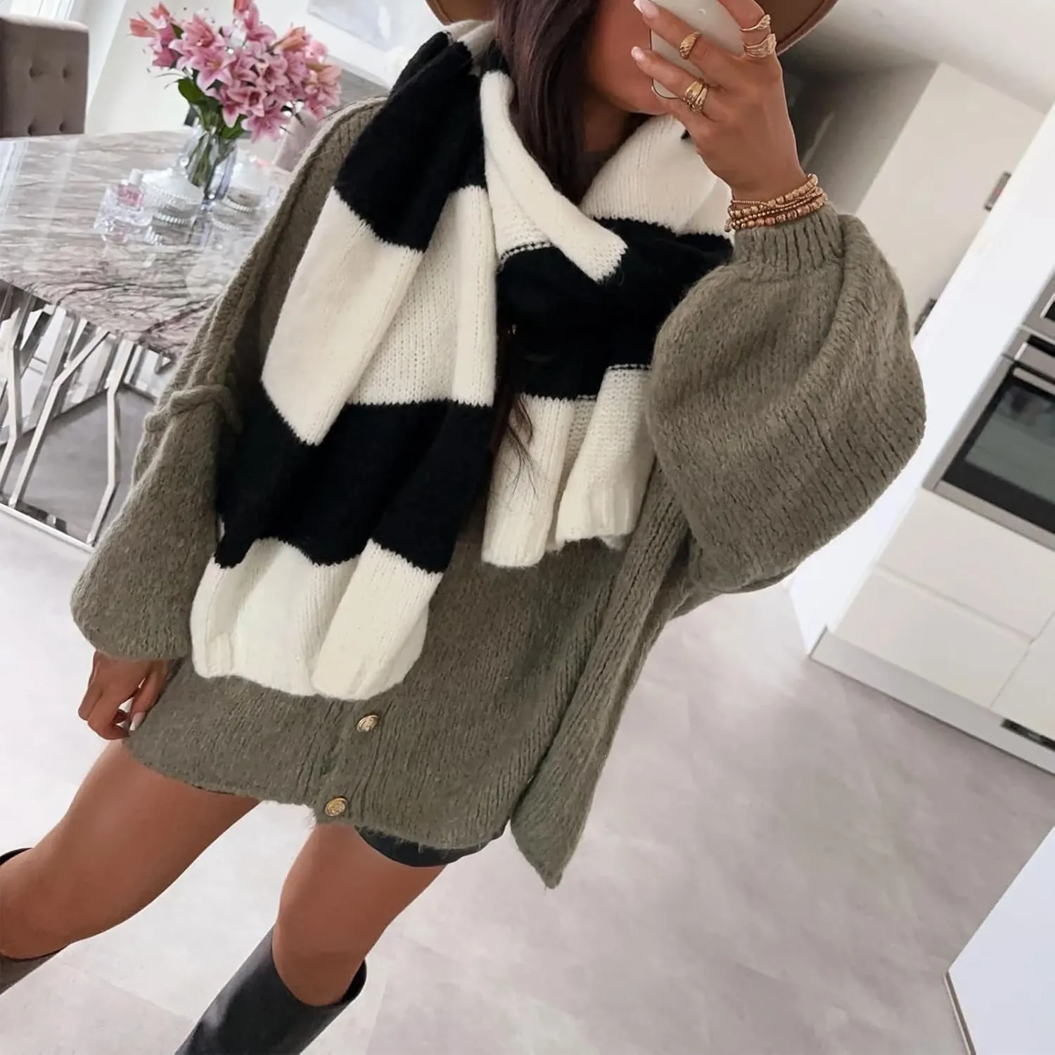 Yuemengxuan Women Oversized Cardigan Sweater Knit Button Fall Outfits Batwing Sleeve Sweaters Jackets Fashion Trendy Clothes