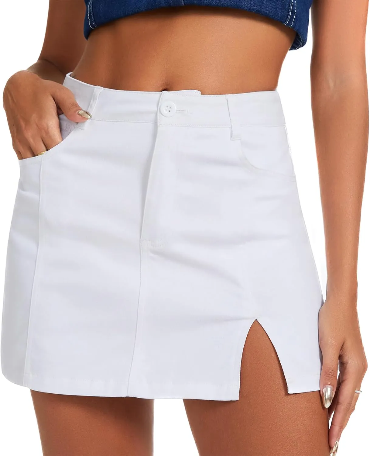 Zando Cargo Skirt High Waisted Cargo Skirts for Women Bodycon Cargo Mini Skirt Denim Skirt Y2K Jean Skirt with Pockets